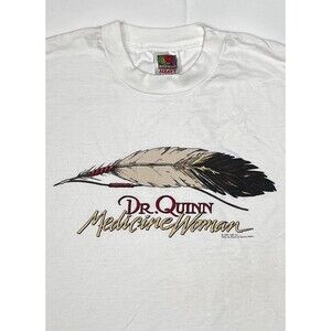 VTG 1997 CBS Dr. Quinn Medicine Woman White Graphic T shirt Sz M Gildan HEAVY